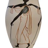 Large Design Vase 1950, Stylish Decor of Characters, Signed Balé