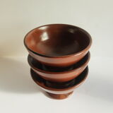 Set of 3 vintage ceramic arts brown piedouche bowls