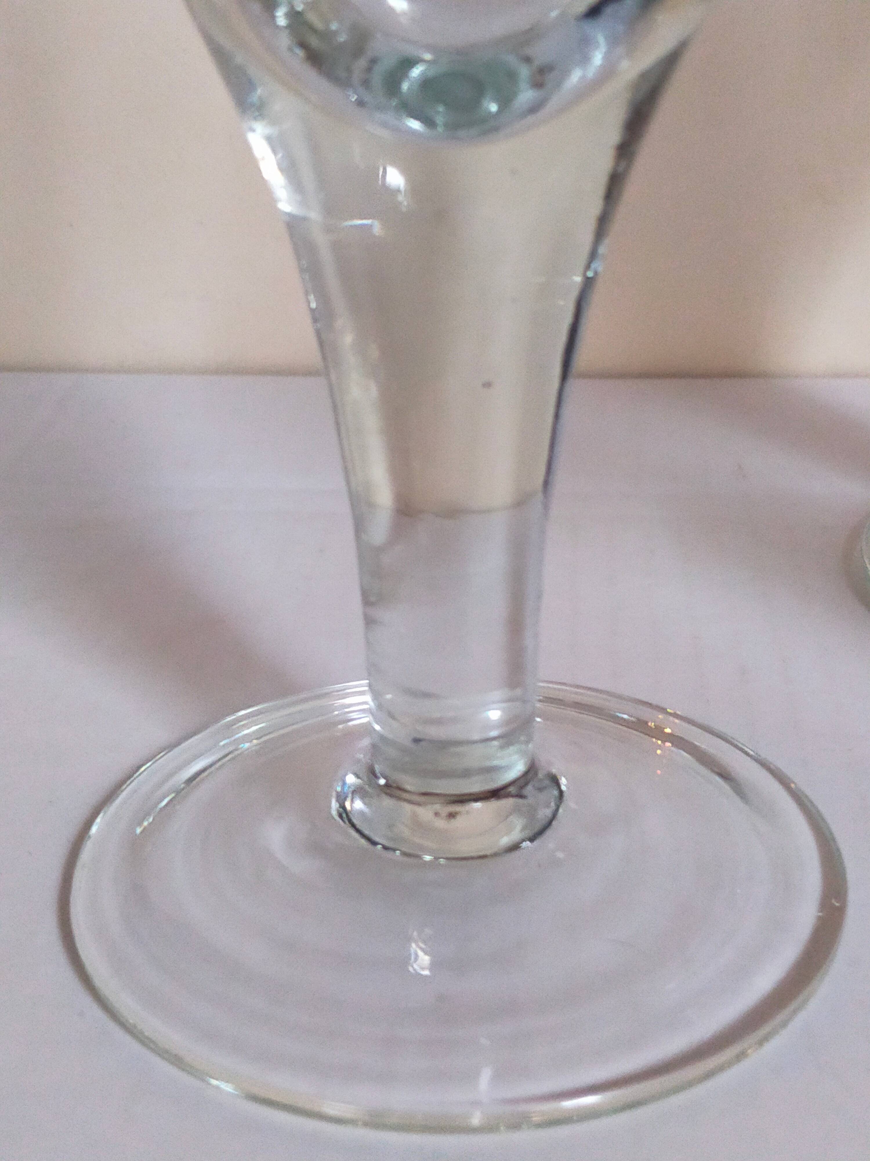 Six XXL blown glass stemmed glasses