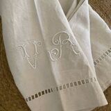 VR monogrammed cotton and linen sheet, 1900s