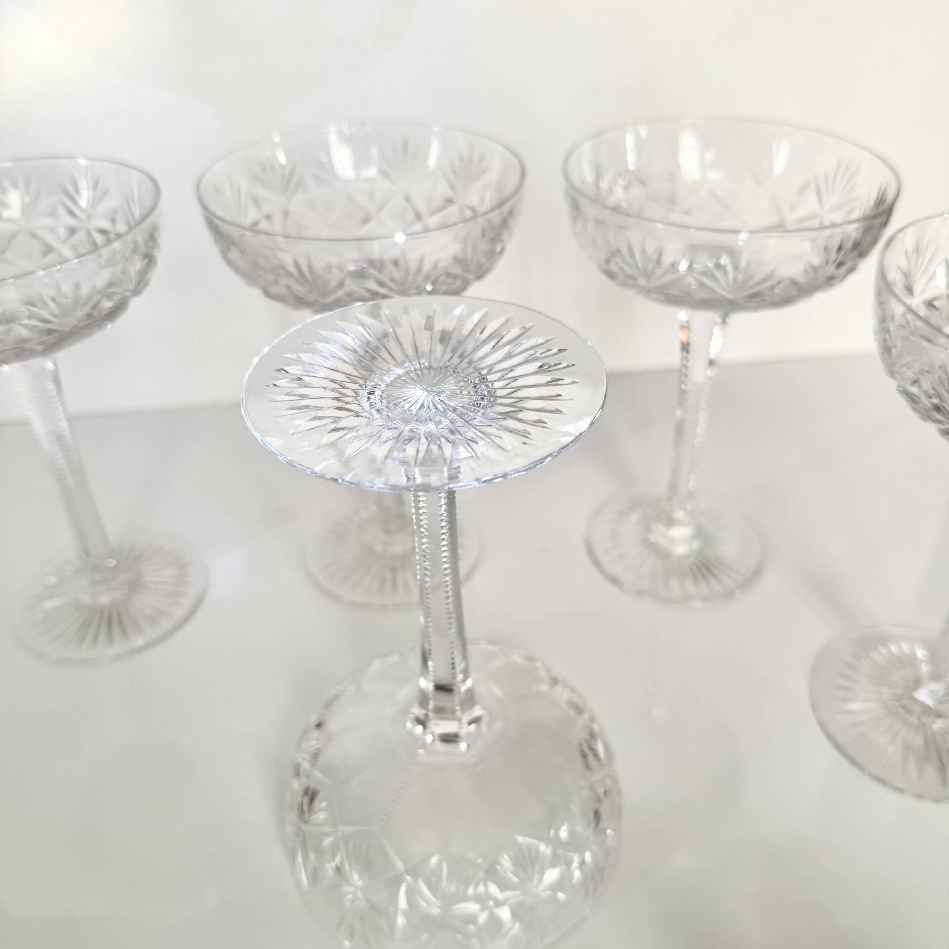 Set of 5 crystal champagne glasses from Saint-Louis | Gavarni model