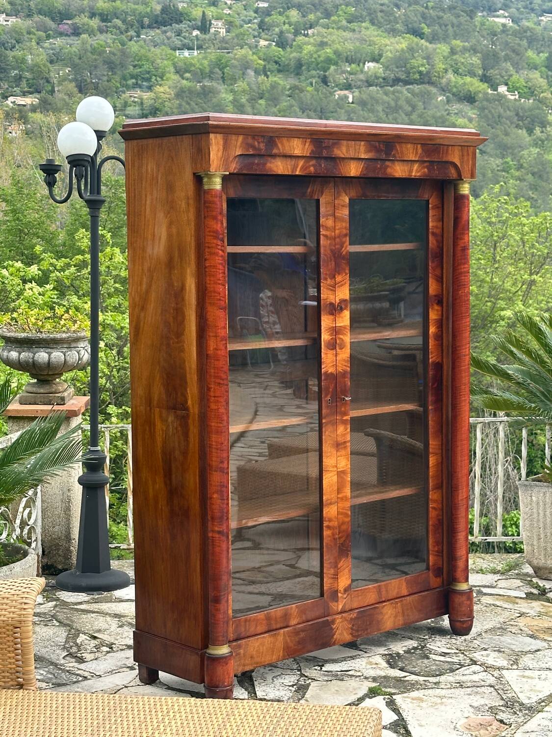 Empire Style Mahogany Display Cabinet/Bookcase, 19th Century