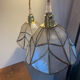 Pair of portable lamps in mother-of-pearl and brass