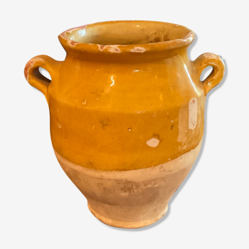 Yellow glazed terracotta pot