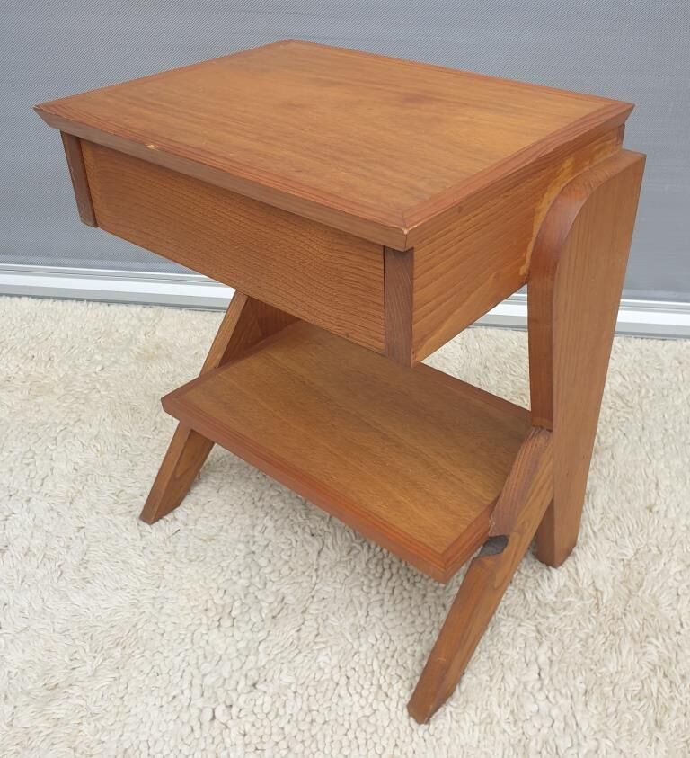 Vintage retro bedside table compass foot