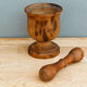 Ancient mortar and pestle, solid wood