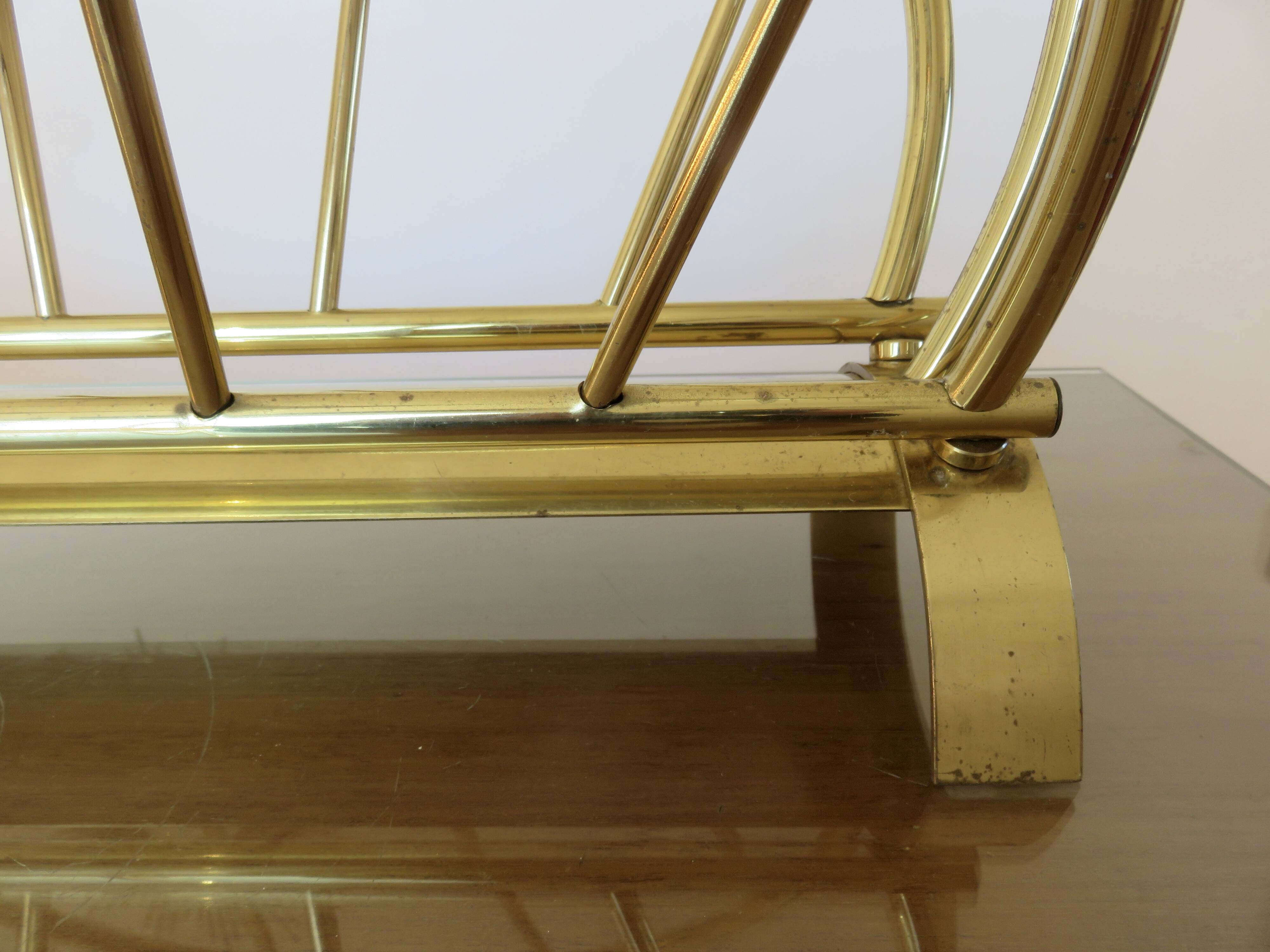 Golden brass magazine rack, Italy, 1950