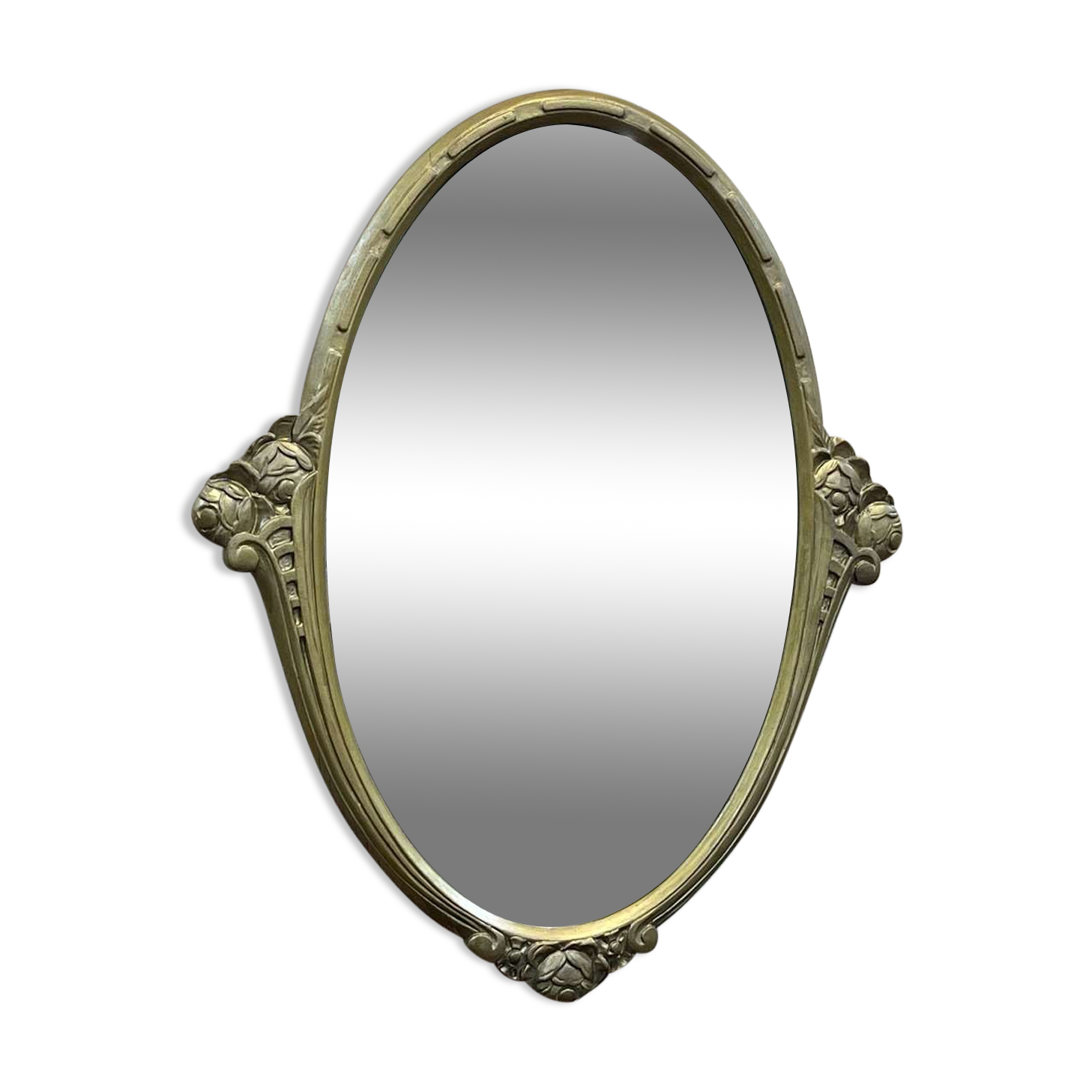 Oval Art Deco mirror from the 1930s - 73x60cm