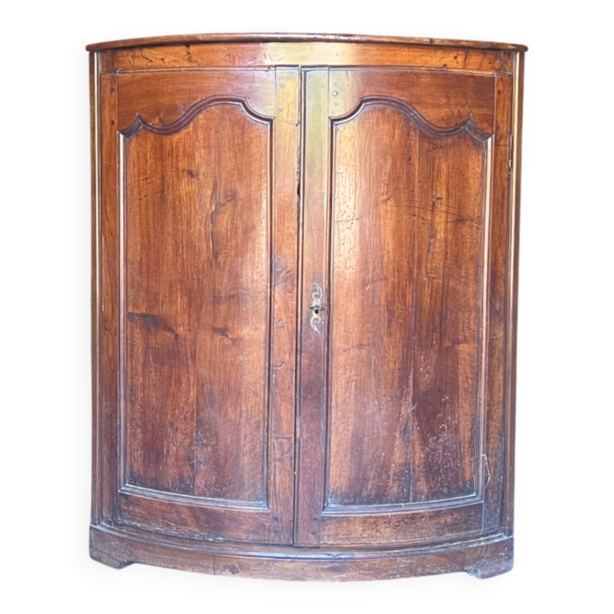Pair of antique quarter-round corner cabinets in solid wood – Louis XV style