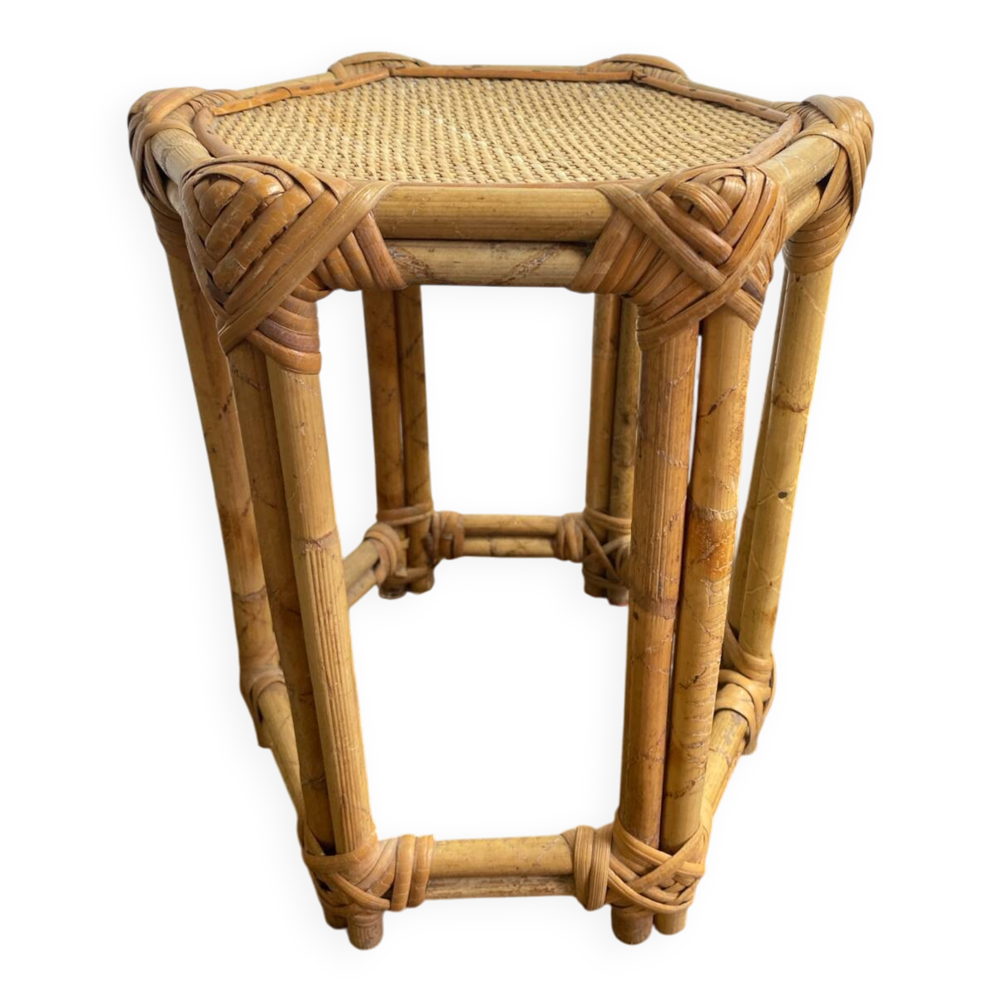 Low rattan stool