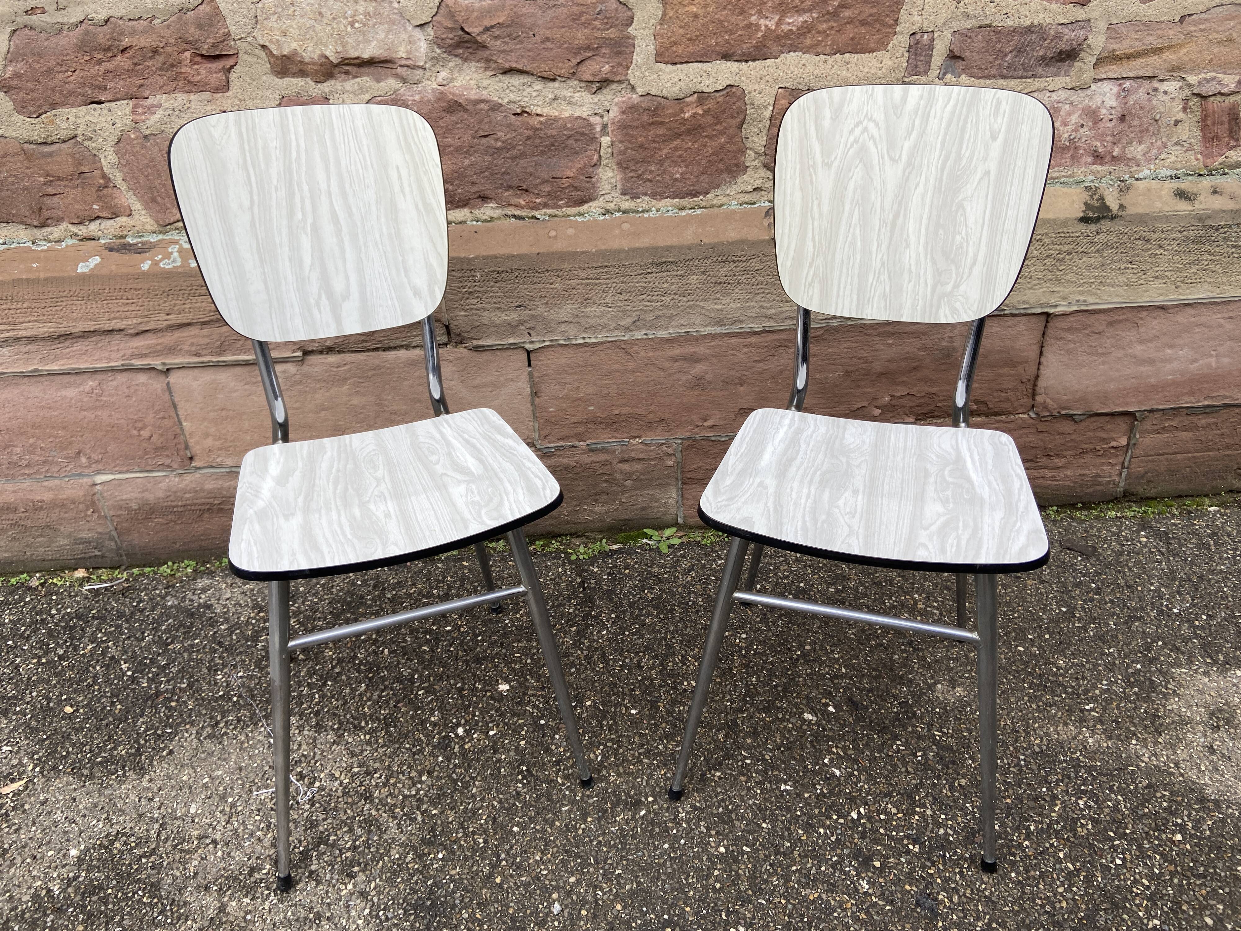 Pair of vintage formica chairs 1960 mid-century