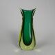 Murano Sommerso vase in green and amber yellow glass, 1960s