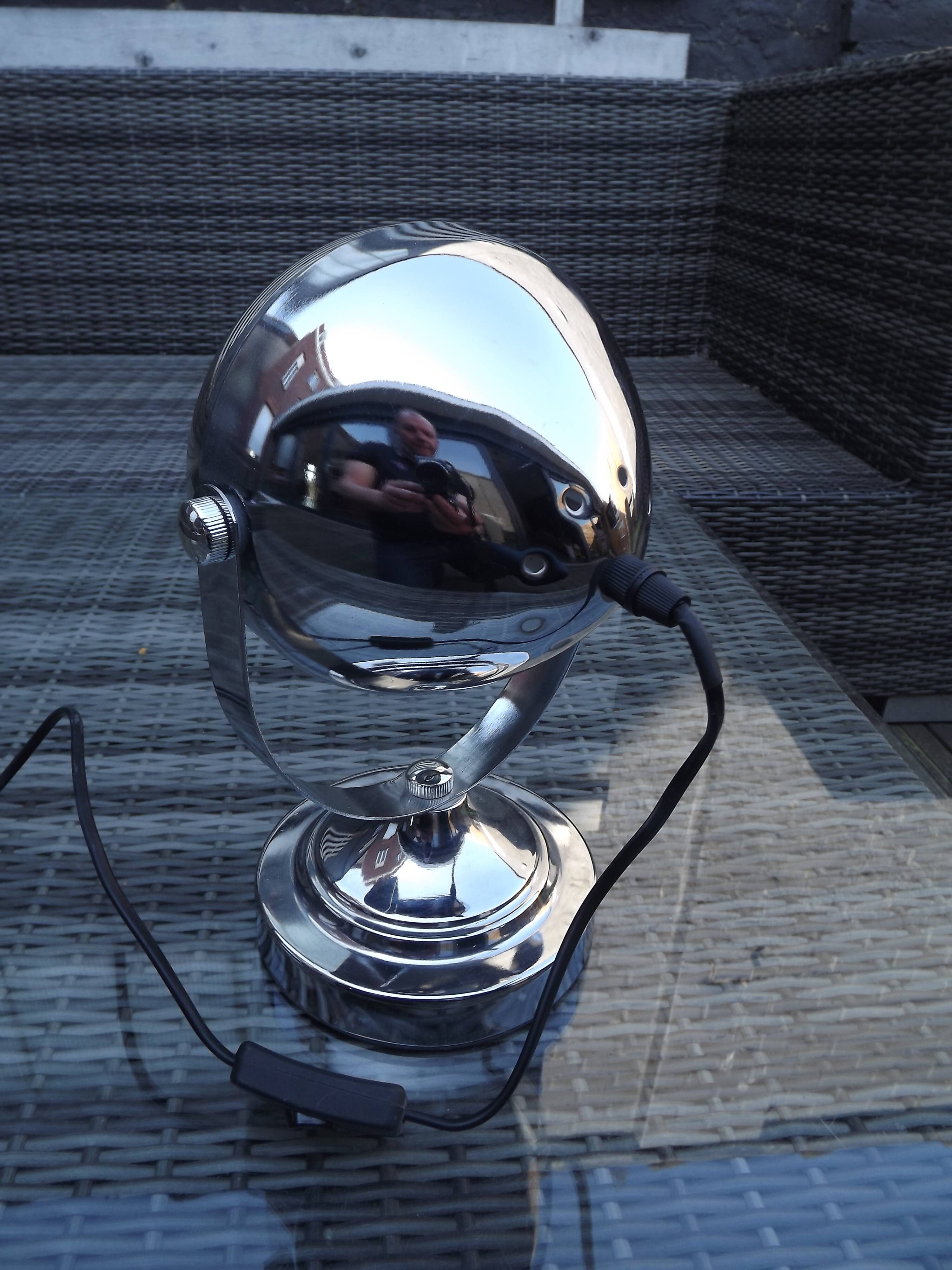 Chrome metal "lighthouse" lamp