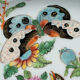 Porcelain plate of Canton XIXth decoration of butterflies and bird