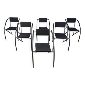 Lot de 6 chaises de salle à manger post-modernes, années 1980