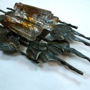 Large brutalist iron & ice Murano glass sconce / wall lamp, 1960s