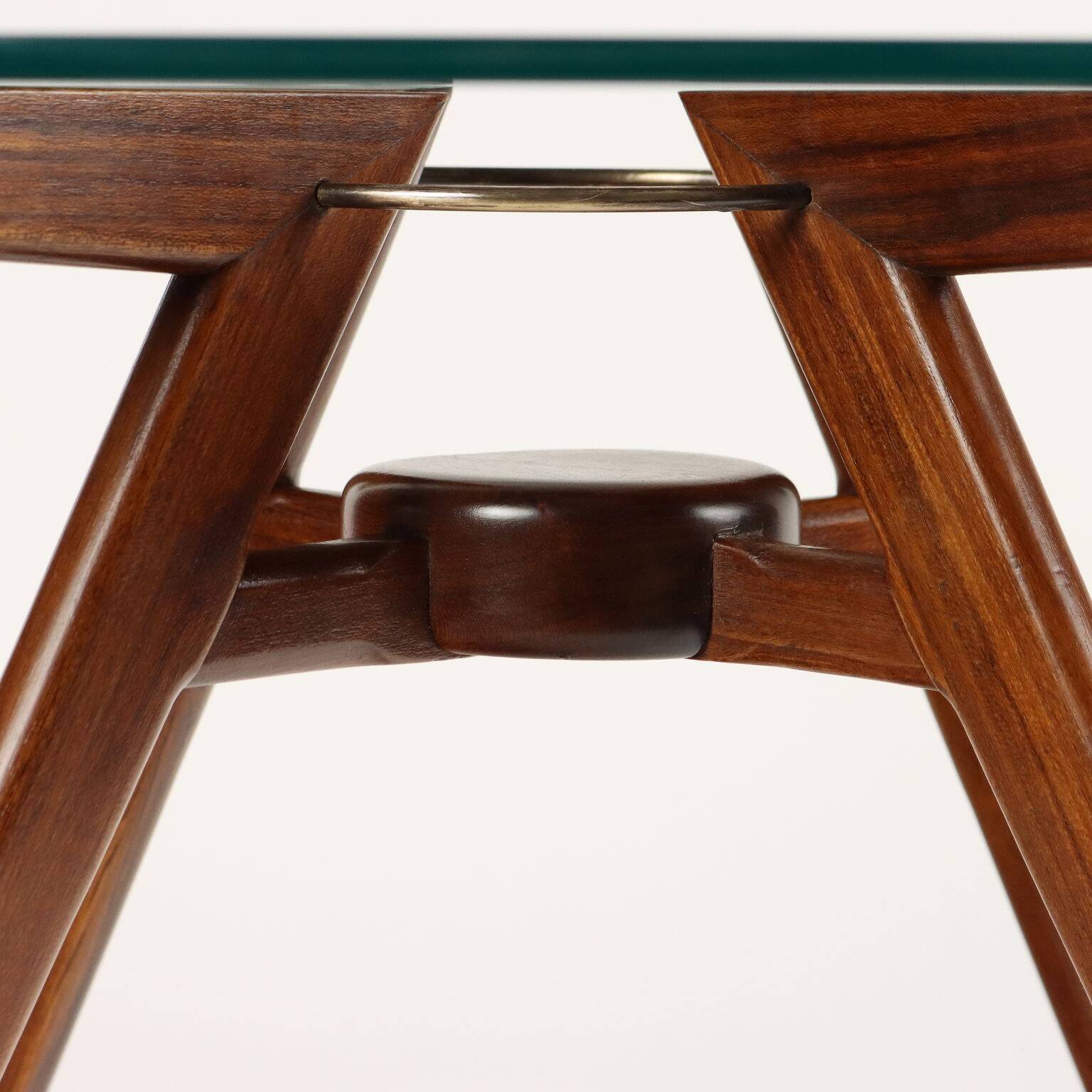 Vintage coffee table in beech and glass Argentina 1950s