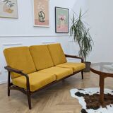 Canapé scandinave retapissé vintage teck