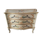 Ancienne commode à 3 tiroirs peinte vénitienne