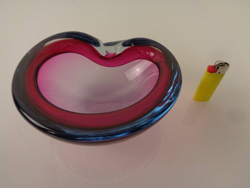 Sommerso Murano Glass Ashtray, Italy, 1960s