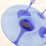 Set of 5 vintage blue wine glasses by Luminarc, France 1960's