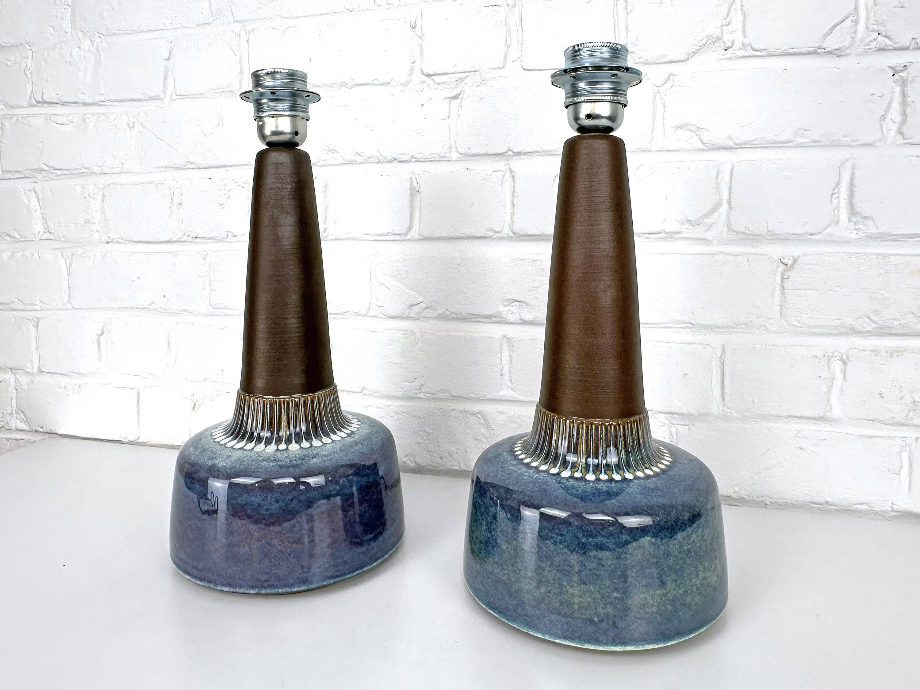 Pair of large blue table lamps Søholm Einar Johansen Denmark 1960s