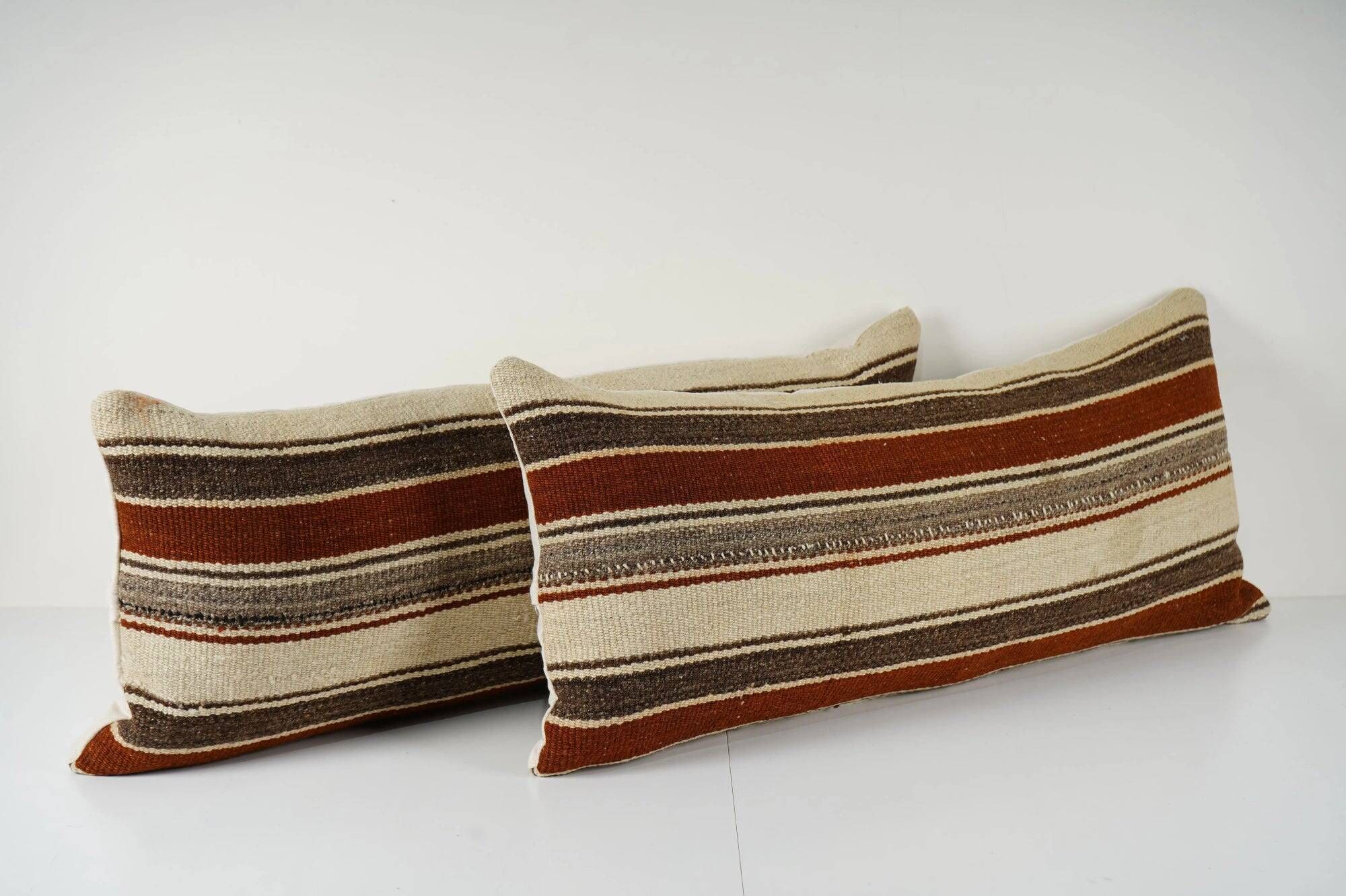 Set of 2 vintage kilim cushion covers 41x102 cm