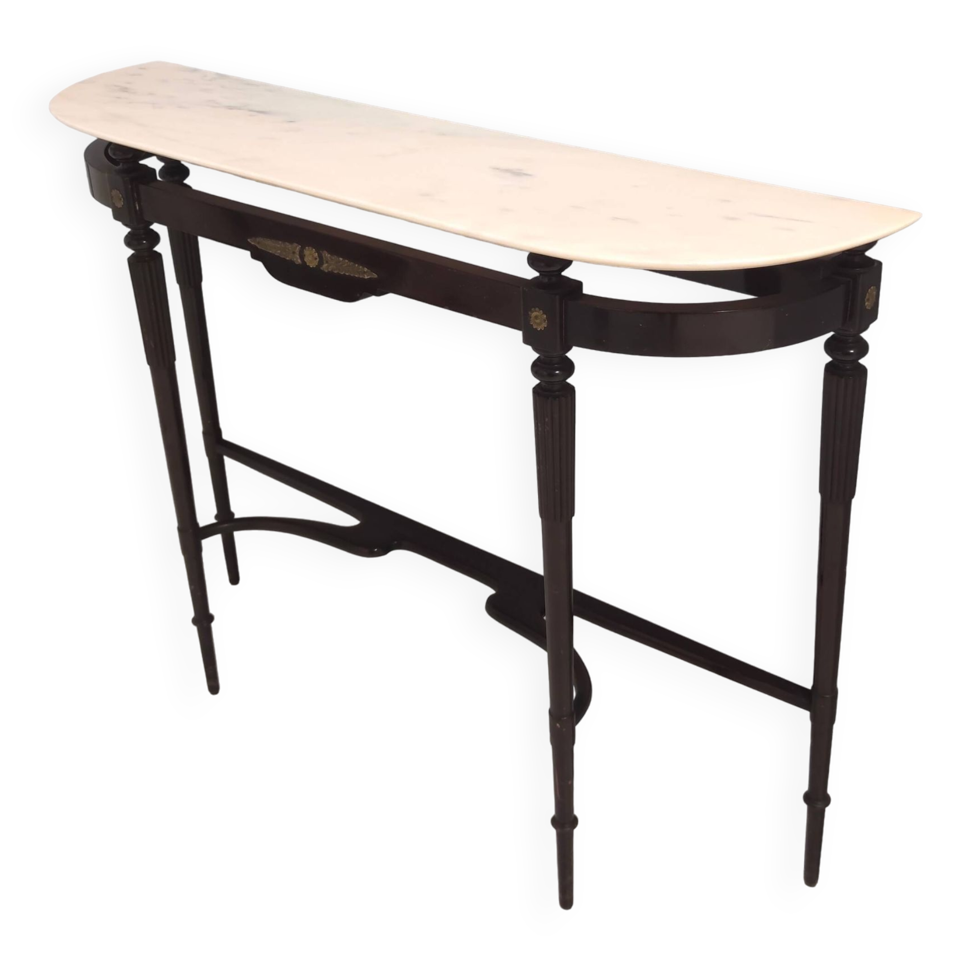 Vintage beech console table with portuguese pink marble top, italy