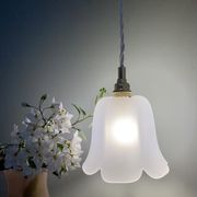 Vintage tulip pendant in frosted glass in the shape of a flower