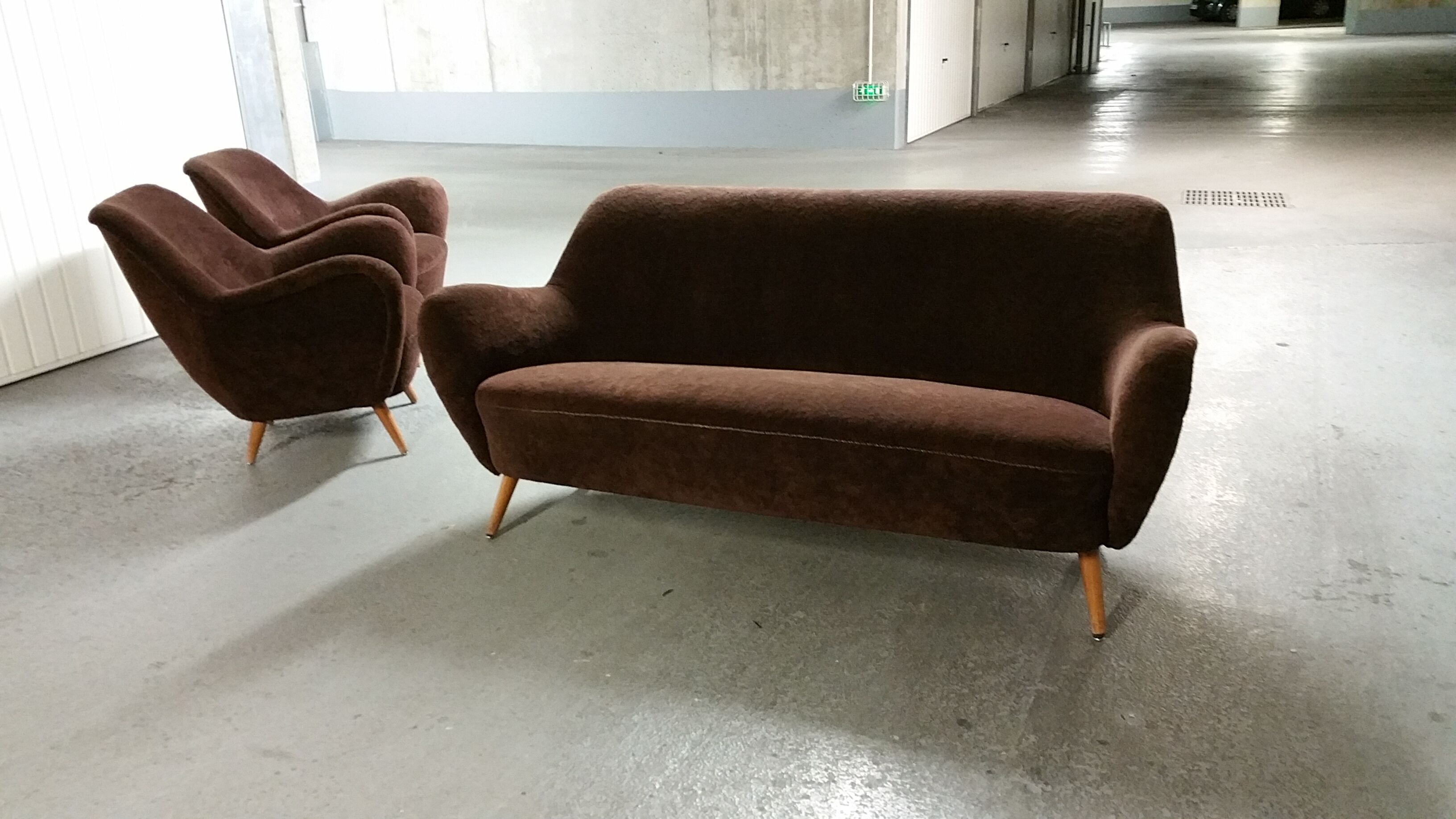 Salon canapé 2 fauteuils organic année 50