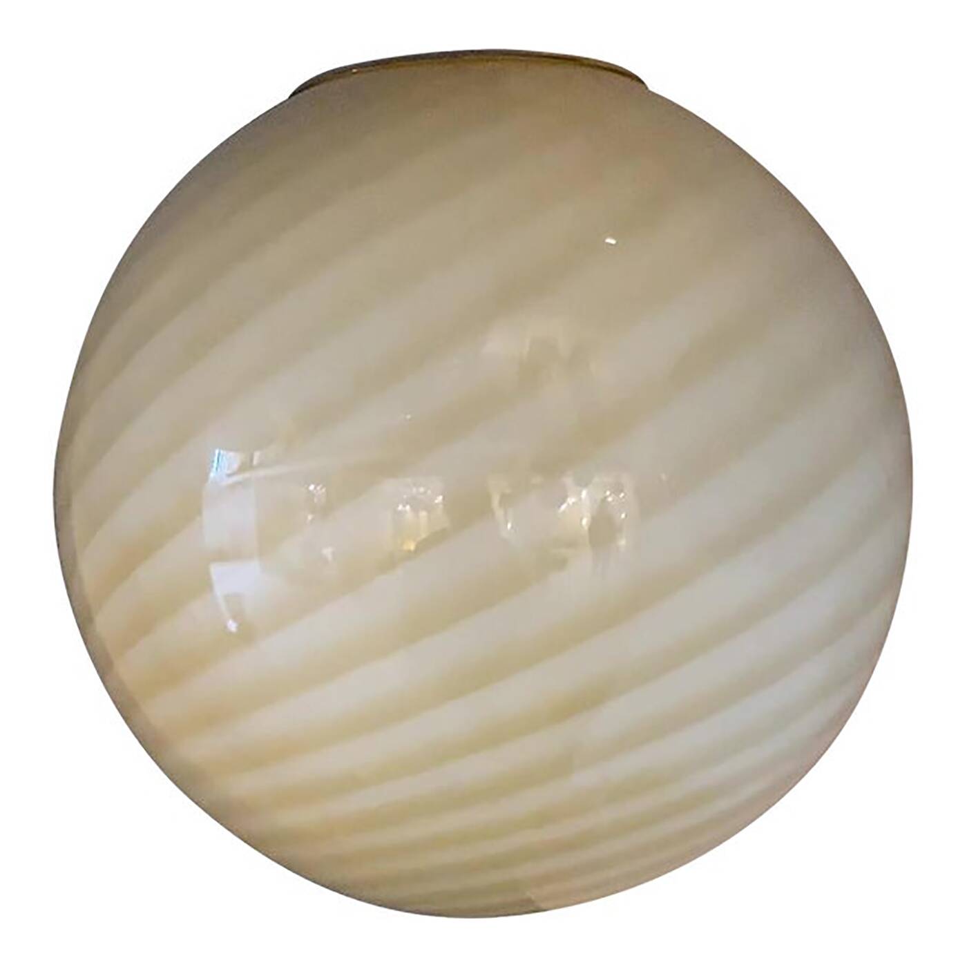 Contemporary Amber-White Sphere Pendant in Murano Glass