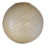 Contemporary Amber-White Sphere Pendant in Murano Glass