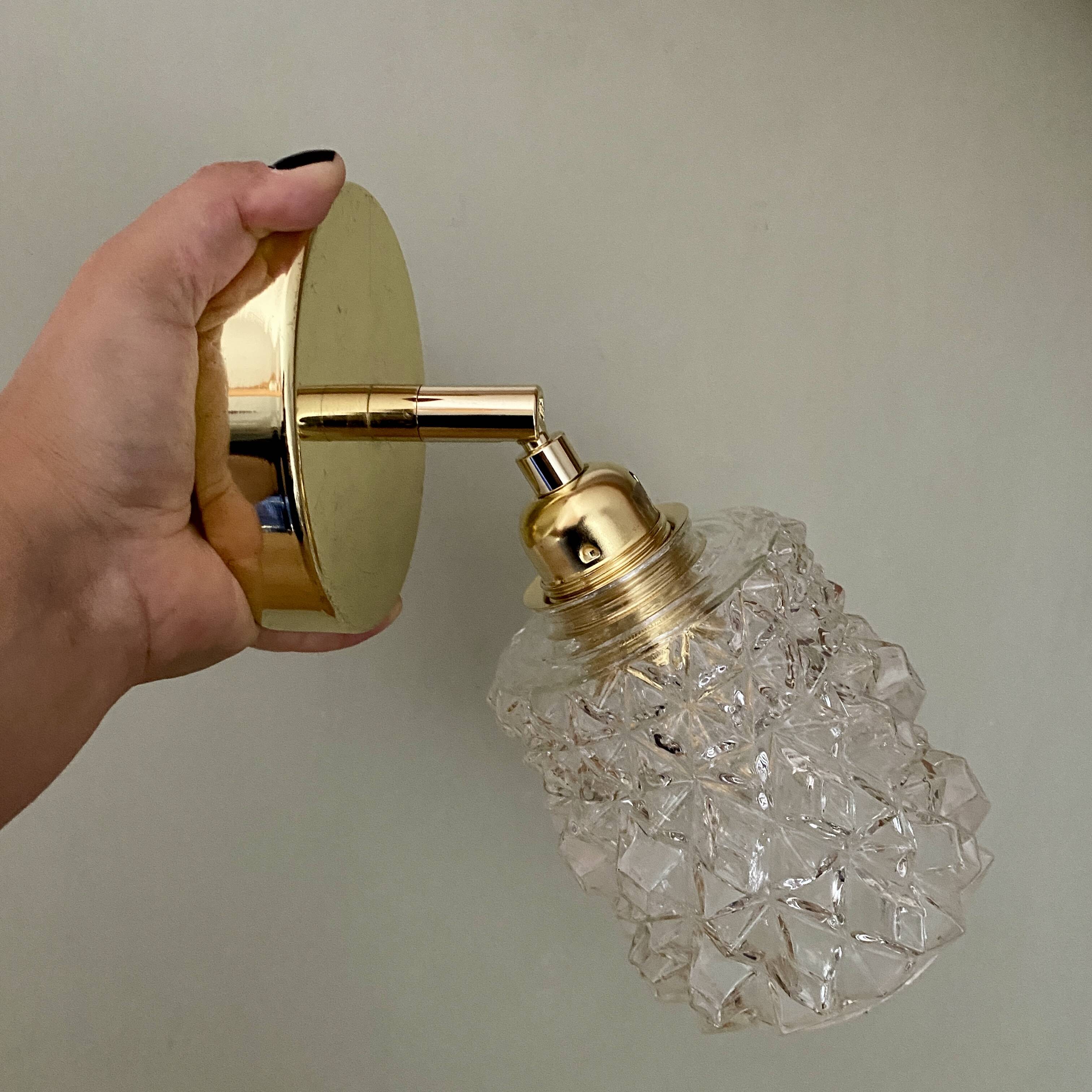 Vintage molded glass globe wall light