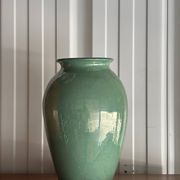 Jade green glazed ceramic vase, Vallauris 1950