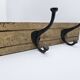 Solid teak coat hook with 2 double cast iron hooks