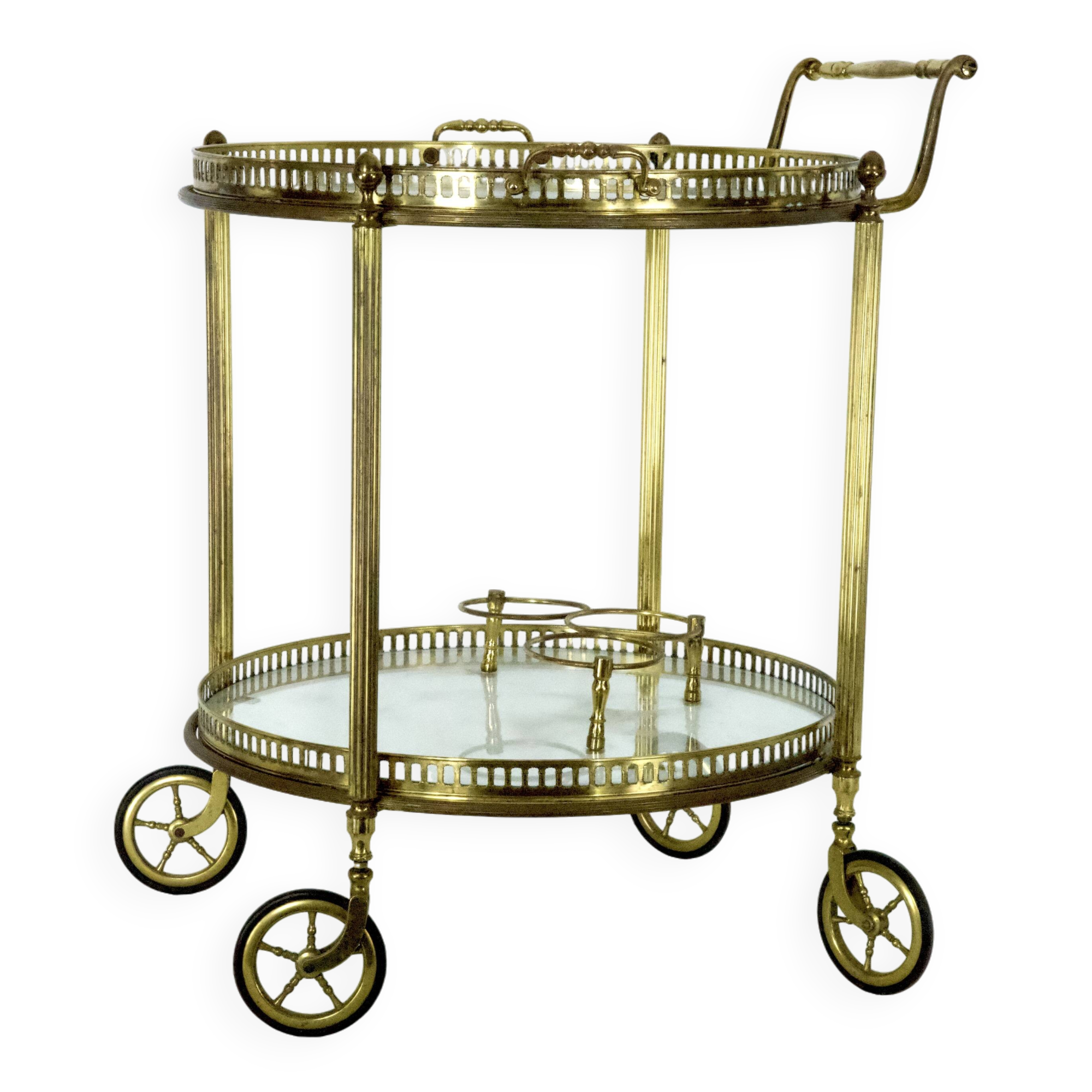Mid-Century Modern Brass and Glass Bar Cart 1970s.