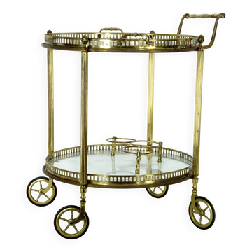 Mid-Century Modern Brass and Glass Bar Cart 1970s.