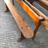 Antique farmhouse table in solid cherry wood with its 2 benches