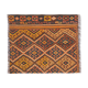 Vintage Orange Tribal Kilim, Geometric Design Wool rug- 95x110cm