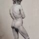 Drawing of a male nude in charcoal - academy signed and dated
