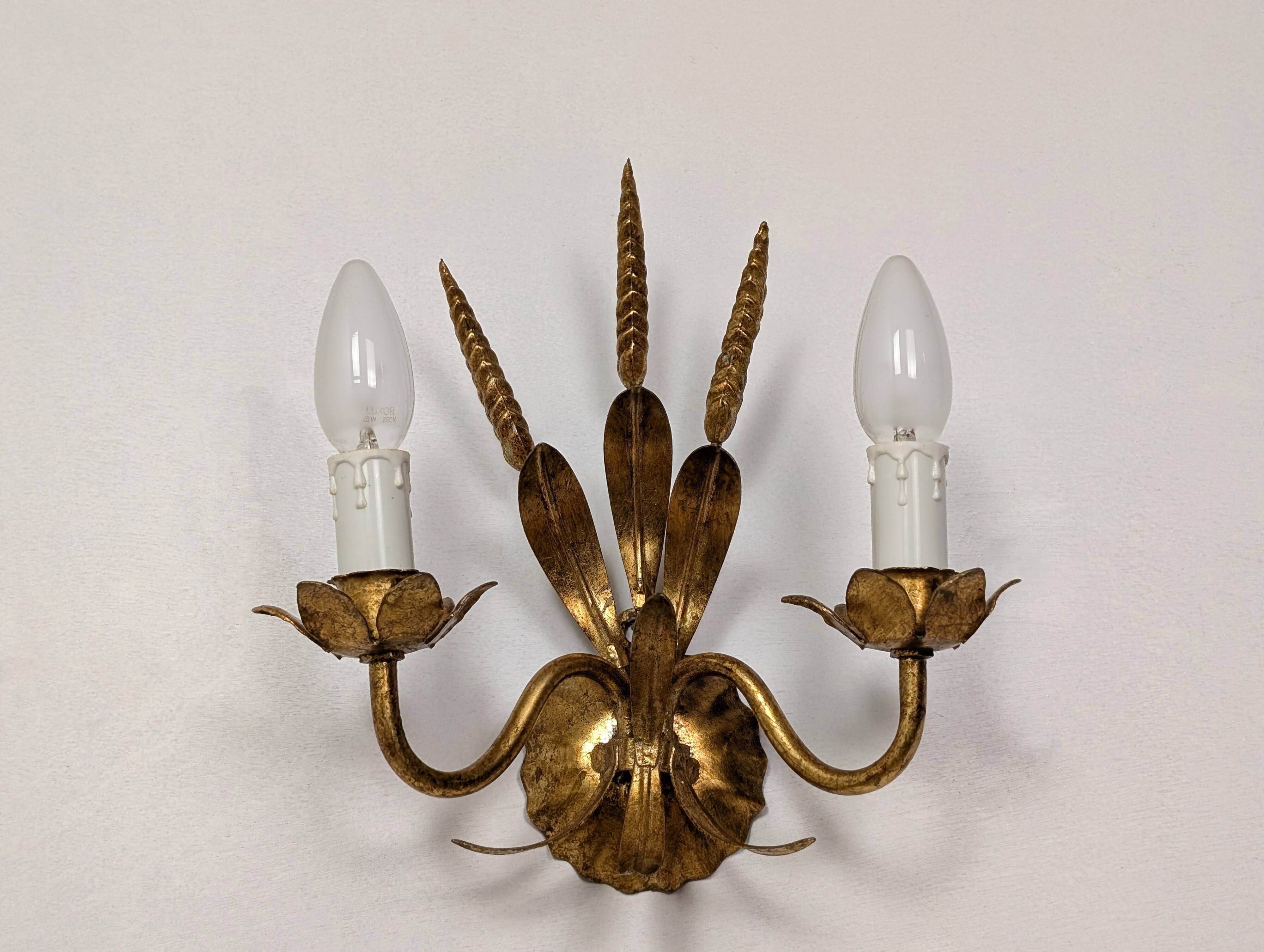 Pair of wheat ear wall lights