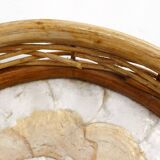 Mother-of-pearl and rattan tray