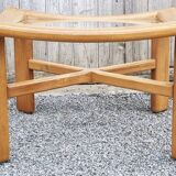 Scandinavian design coffee table, solid wood and glass, vintage, 70s