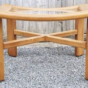 Table basse design scandinave, bois massif et verre, vintage, années 70