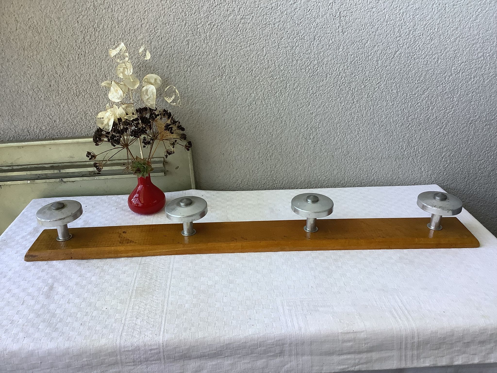 Coat rack hook wood and zinc vintage 50'