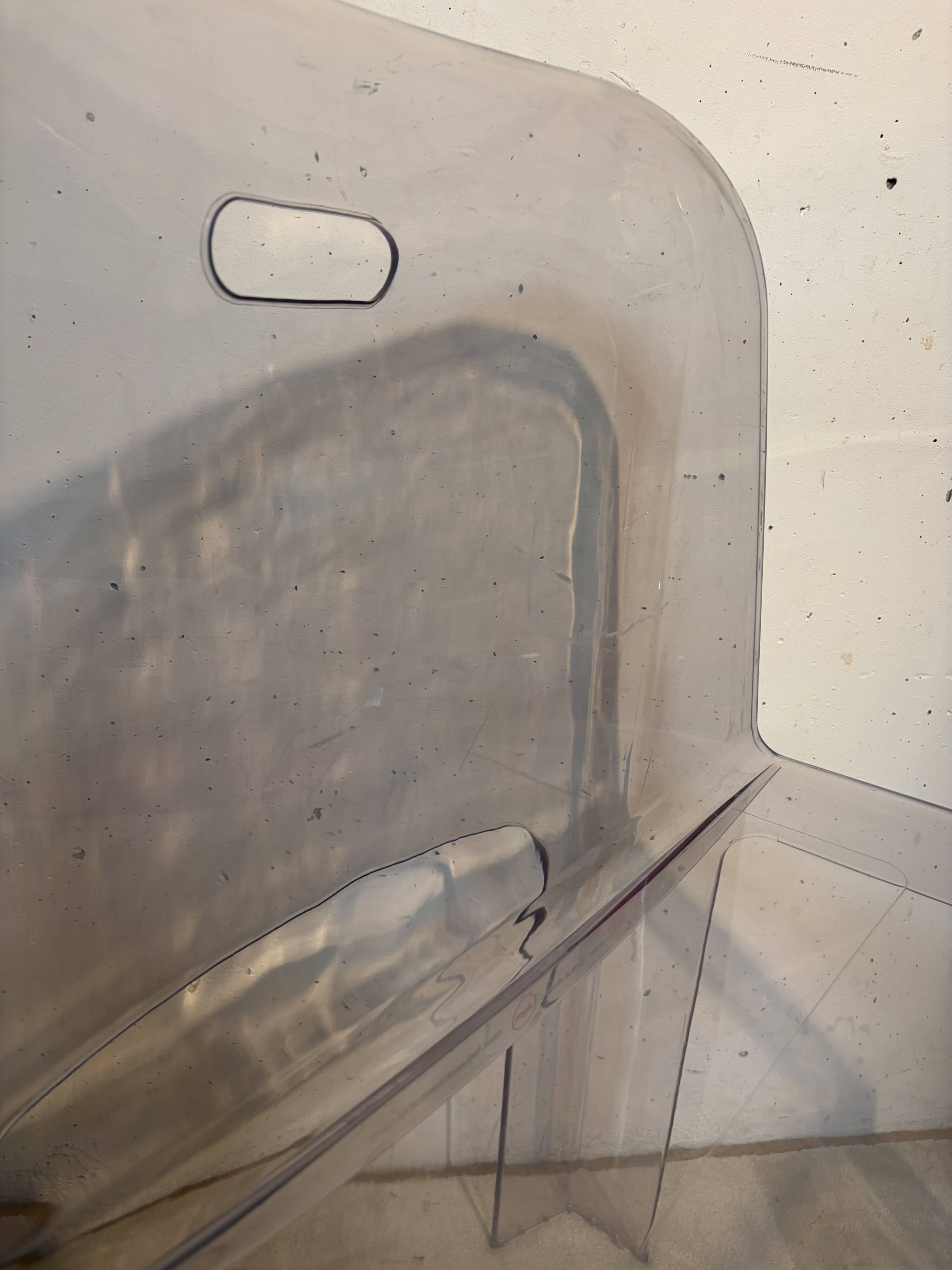 Transparent chair Trono, Sottsass Associati, Segis