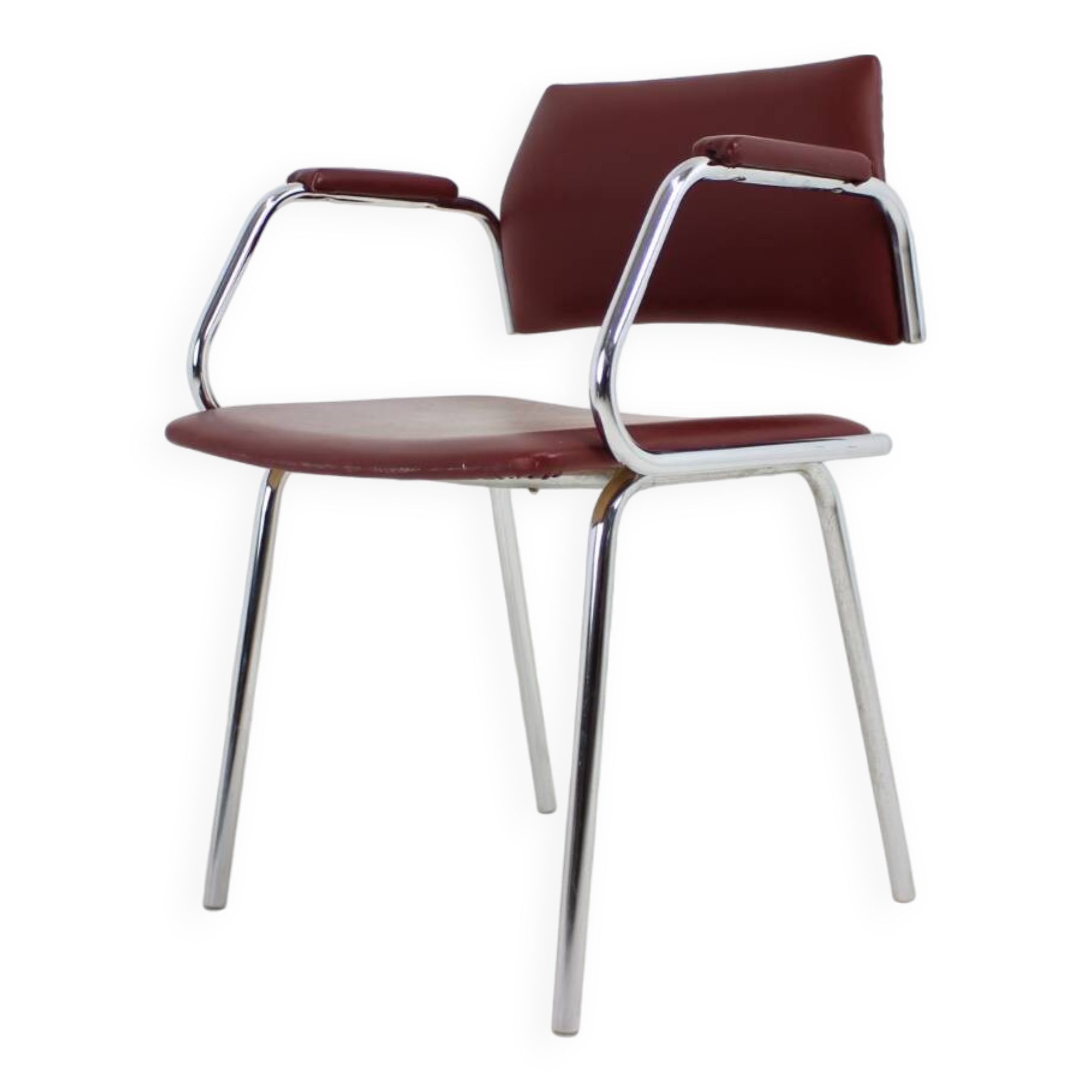 Chrome (Faux) Leather Armchair by Kovona, 1980's, Czechoslovakia