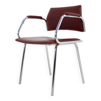 Chrome (Faux) Leather Armchair by Kovona, 1980's, Czechoslovakia