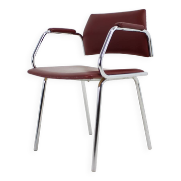 Chrome (Faux) Leather Armchair by Kovona, 1980's, Czechoslovakia