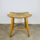 Bull stool straw and wood, Swiss design, 1950s